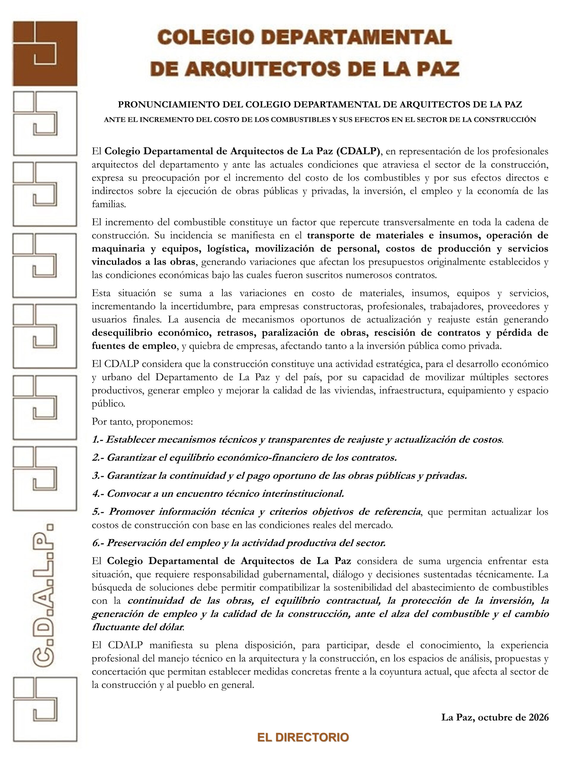 PRONUNCIAMIENTO CDALP